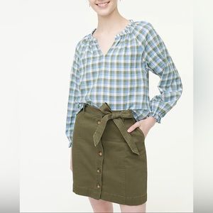 J.Crew Womens Plaid Artist Long Sleeved Top. NWT